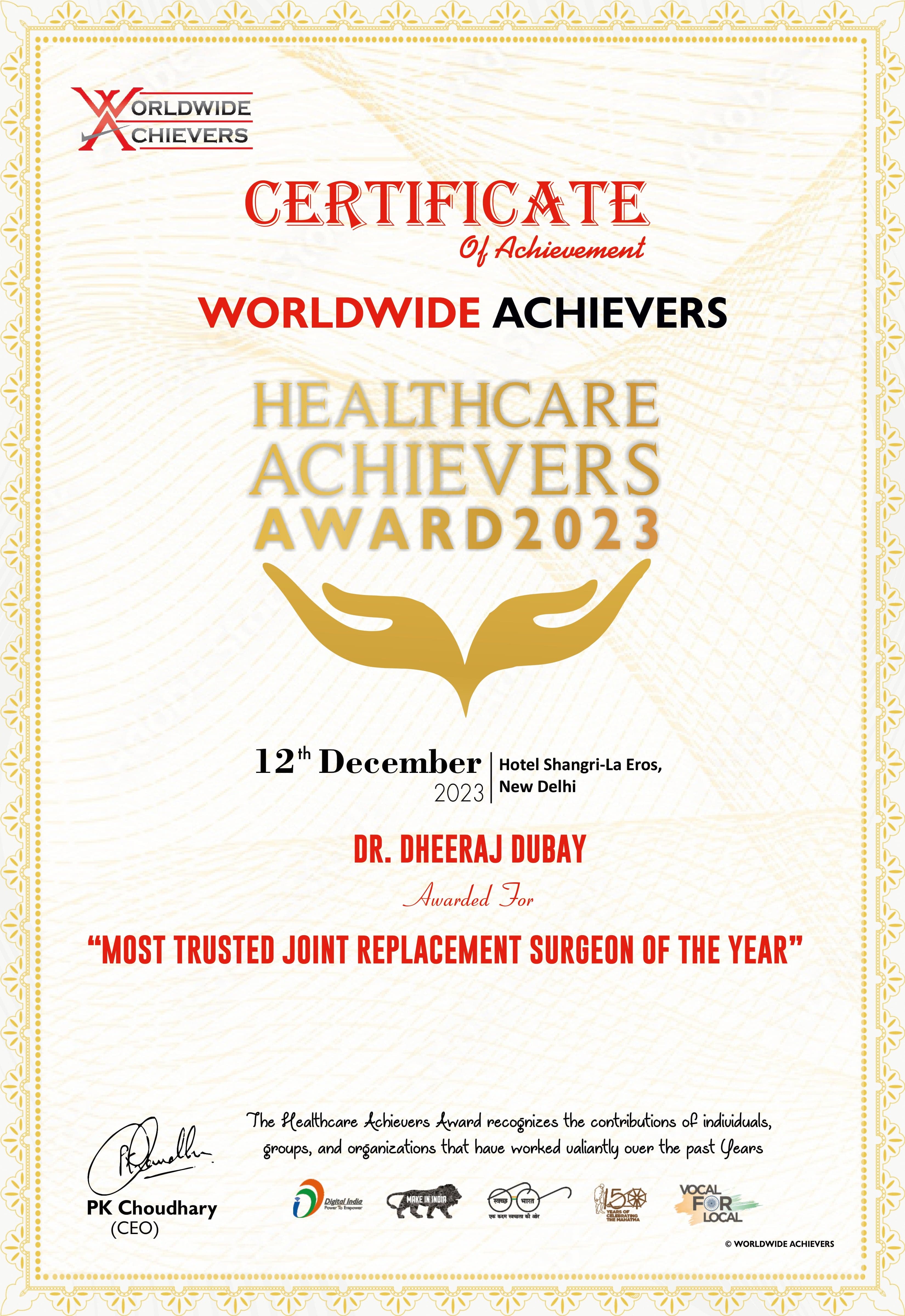 dr. dubay healthcare achievers awards